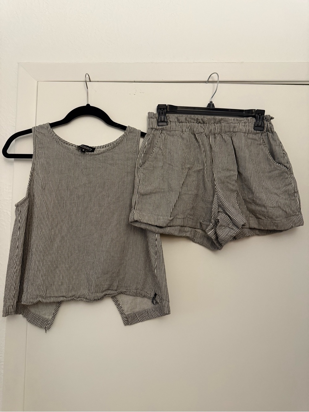 High-Waist Striped Summer Shorts in Black and White